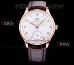 Perfect Replica IWC Portuguese Rose Gold White Dial Leather Strap Watches